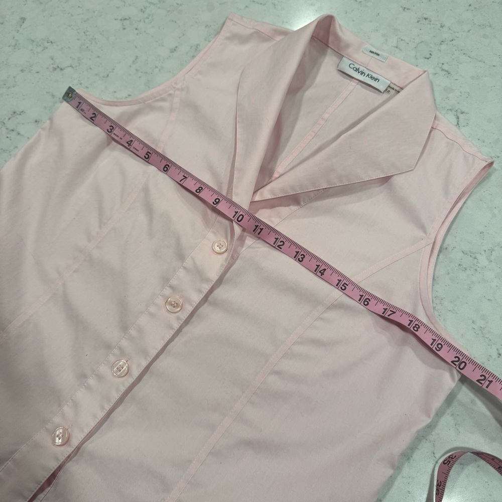 Calvin Klein Light Pink Sleeveless Women's 12 (L/XL) Shirt Blouse 100% Cotton - Picture 7 of 8